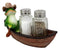 Ebros Toad Croak Creek Canoe Frog With Cowboy Hat Rowing Boat Salt Pepper Shakers Holder Figurine 7"L