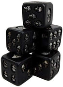 Ebros Larger 1.5" Cube Skull Face Gaming Dice Set of 6 Matte Black Finish