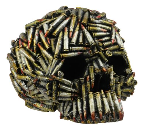 Ebros World War Bullet Shell Casings Skull Statue 6.5'L Skulls Figurine