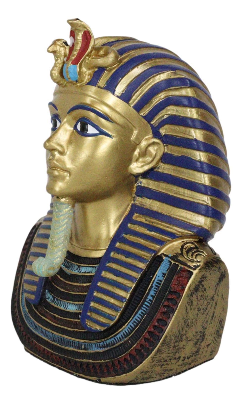 Ebros Golden Cobra Mask of Pharaoh Egyptian King Tut Bust 4.25"H Figurine