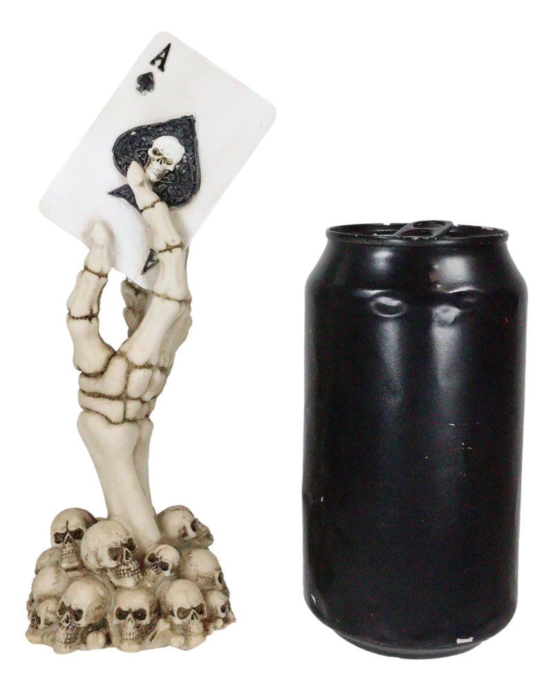 God of Gamblers Gothic Skeleton Skeletal Hand Holding Death Ace Card Figurine