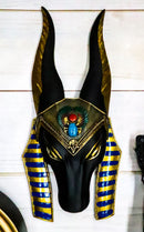 Ebros Egyptian God Of Afterlife Anubis Head Winged Scarab Bust Wall Plaque Decor 10"H