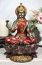 Beautiful Large Hindu Goddess Lakshmi Sitting On Lotus Flower Statue 12.25"Tall