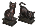 Sitting And Crouching Feline Cat Resin Bookends 7" Tall Abstract Cat Statue Set