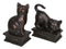 Sitting And Crouching Feline Cat Resin Bookends 7" Tall Abstract Cat Statue Set