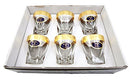 Ebros Gift 10K Gold Plated French Amour Heart Pattern 1.5oz Shot Glass Set of 6 Heavy Base High Clarity Glass