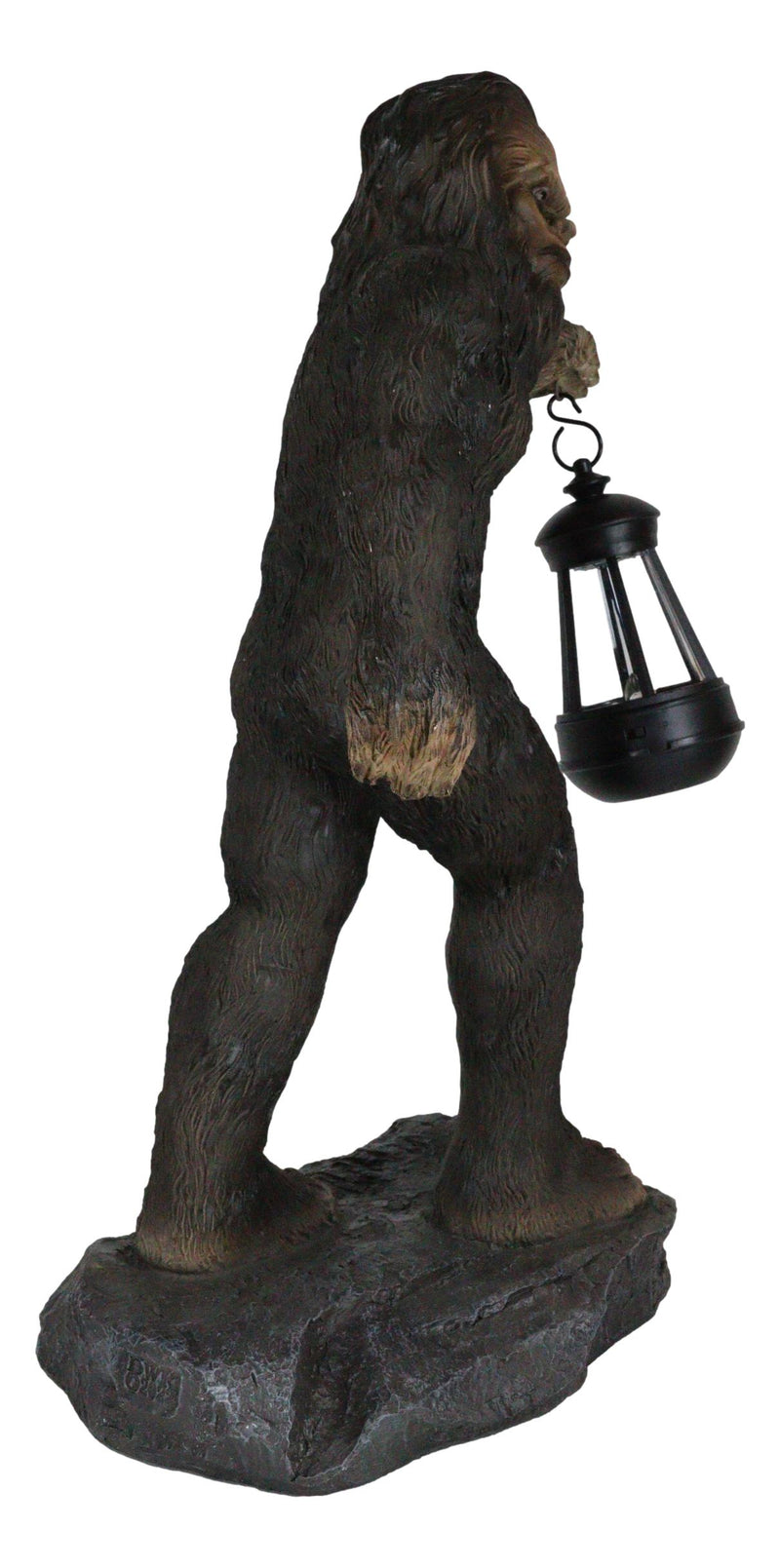 Bigfoot Sasquatch Mythical Legend Ape Man Creature Carrying LED Lantern Statue