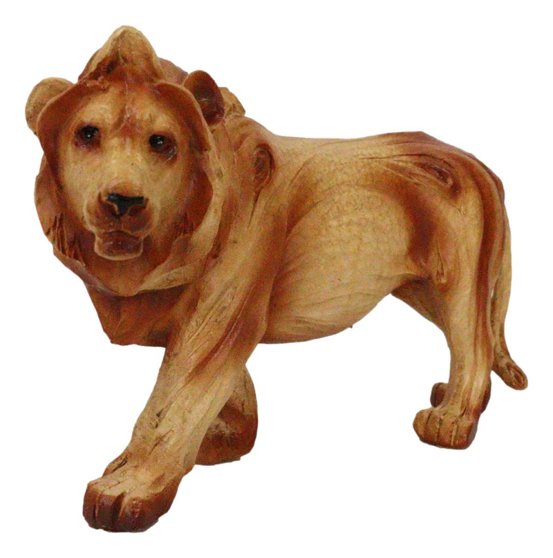 Safari Jungle Grasslands Prowling Lion King Faux Wood Cutout Resin Figurine 6"L