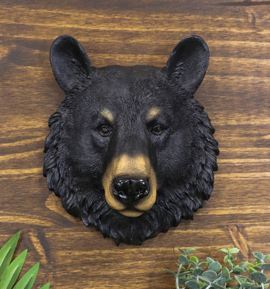 Ebros Gift The Brave Black Bear Head Wall Decor Plaque 8"H Wall Decor Plaque - Ebros Gift