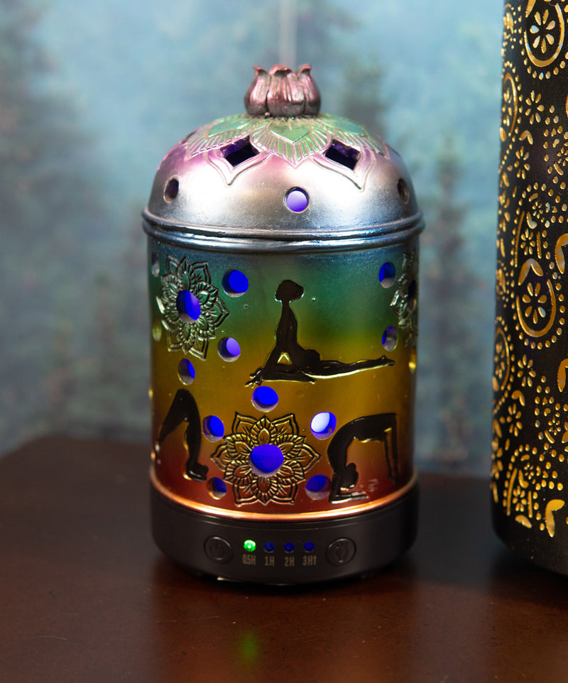 Ebros Rainbow 7 Chakra Colors Lotus Mandala Yoga Essential Oil Diffuser Aromatherapy