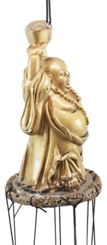 Feng Shui Lucky Buddha With Golden Nugget Wind Chime 23"Long Garden Patio Decor