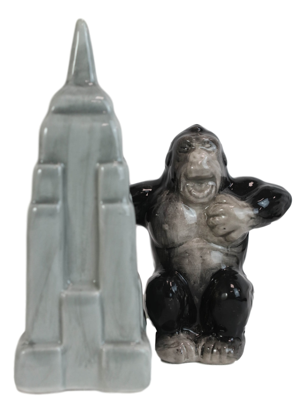 Ceramic King Kong And Empire State Building Salt And Pepper Shakers Figurine Set - Ebros Gift