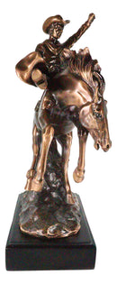 Western Desert Giddy Up Cowboy On Rearing Rodeo Horse Figurine With Base 12"H