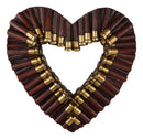Western Shotgun Ammo Shells Gold Tone Bullets Heart Wall Plaque Decor Accent