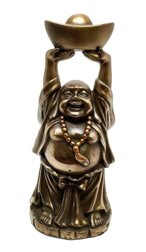 Ebros Small Lucky Buddha with Fortune Golden Nugget Sculpture Bodhisattva Statue