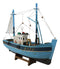 Ebros 12" L Blue Wooden Fishing Boat Model with Wood Base Stand Figure - Ebros Gift