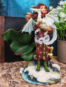 Frost Moon Dragon Winter Fairy Statue 7.5"H Decorative Mythical Fantasy Figurine