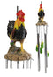 Country Western Farm Morning Crop Patrol Rooster Chicken Figurine Wind Chime