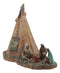 Native American Indian Chief and Elders Building Fire By LED Tipi Tent Statue