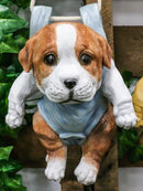 Set Of 2 Teacup Puppy Dogs On Blue And Pink Baby Onesie Swing Branch Hangers