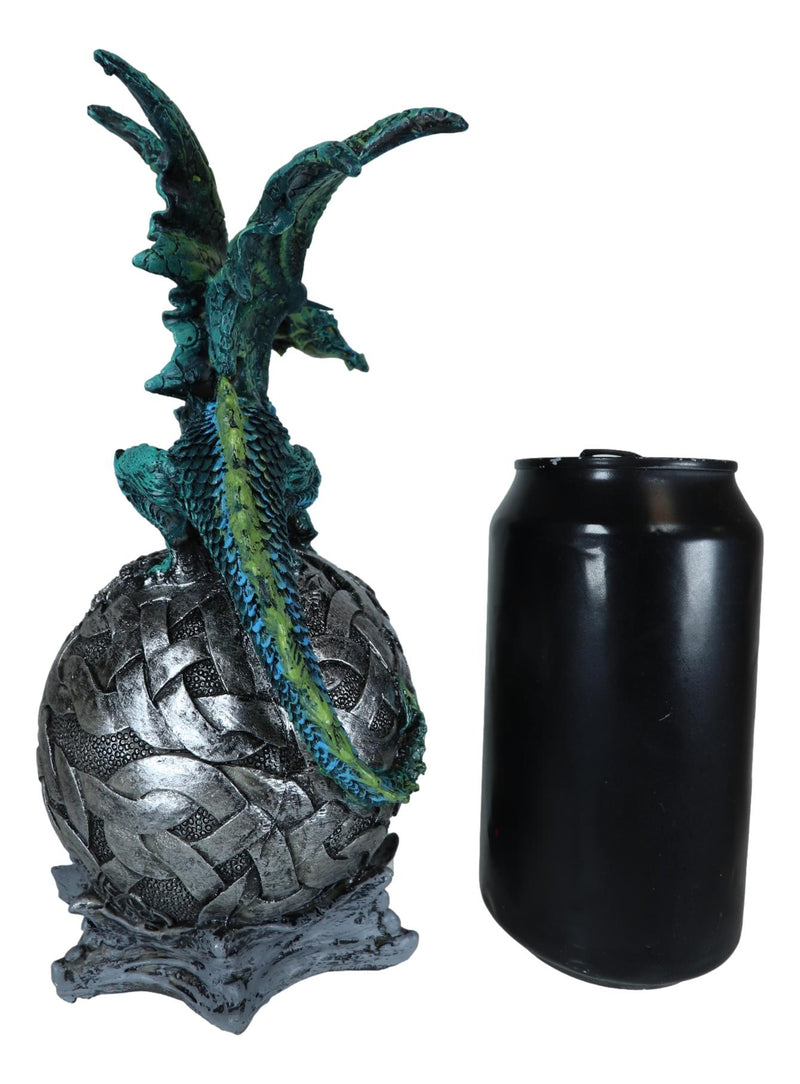 Elemental Jade Firnen Dragon Resting On LED Gyrosphere Orb Night Light Figurine