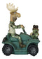 Rustic Western Elk Moose With Captured Man Hunter Driving ATV Car Figurine