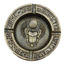 Egyptian Hieroglyphs Ankh Dual Cobra Winged Scarab Ashtray Figurine 4"Diameter