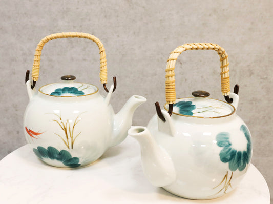 Set Of 2 Feng Shui Yin Yang Koi Fish Pair In Pond Ceramic Tea Pot 38oz Teapots - Ebros Gift