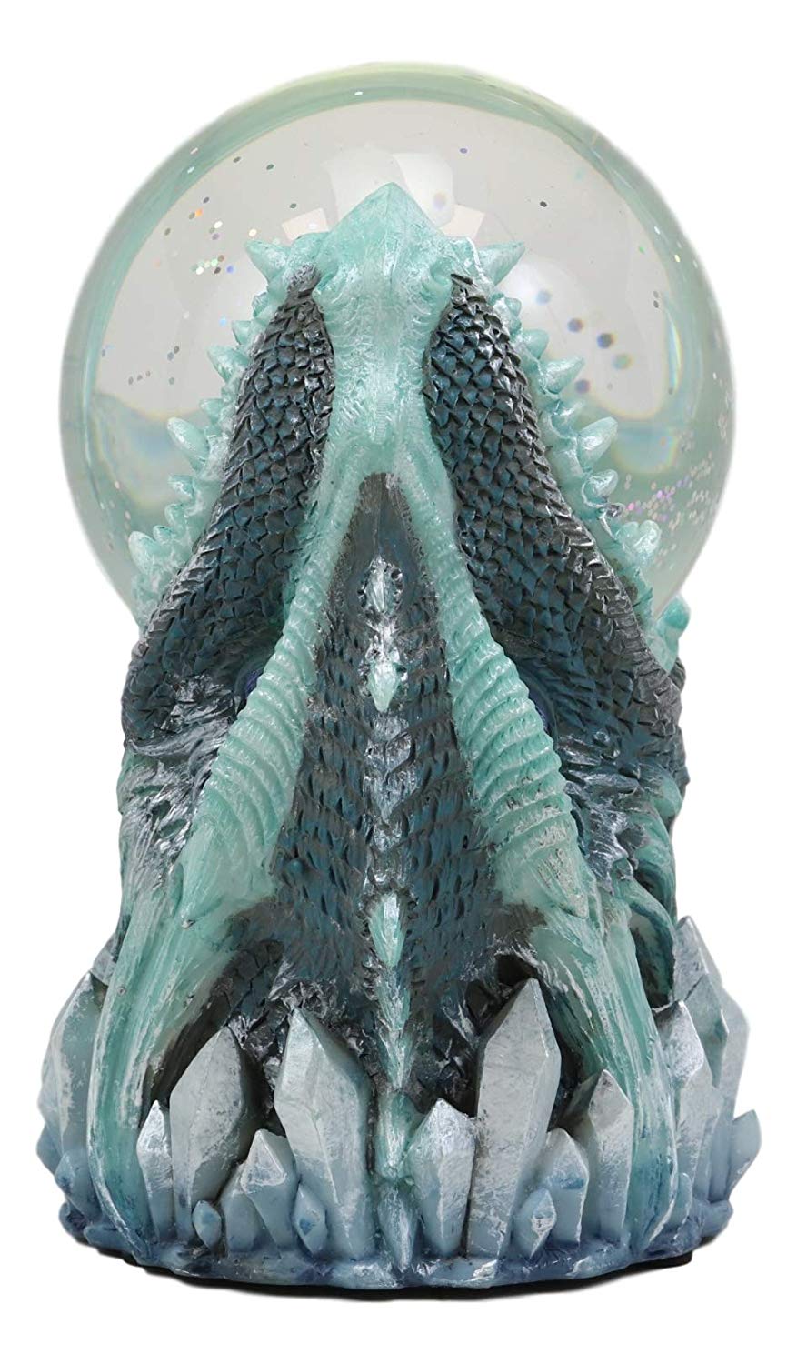 Ebros Blue Frost Dragon LED Night Light Glitter Sparkle Water Globe Storm Ball