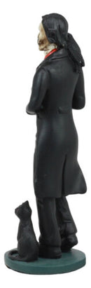 Ebros Gothic Day Of The Dead Edgar Allan Poe Statue With Raven Skeleton Figurine 5.5"H