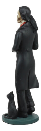 Ebros Gothic Day Of The Dead Edgar Allan Poe Statue With Raven Skeleton Figurine 5.5"H