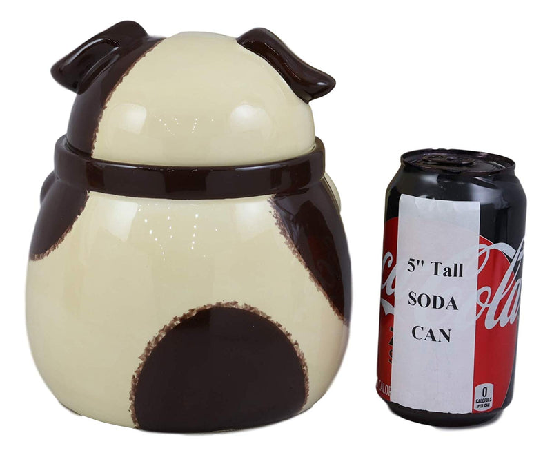 Ebros Ceramic Adorable Fat Puppy Dog With Brown Eye Patch And Bone Collar Cookie Jar