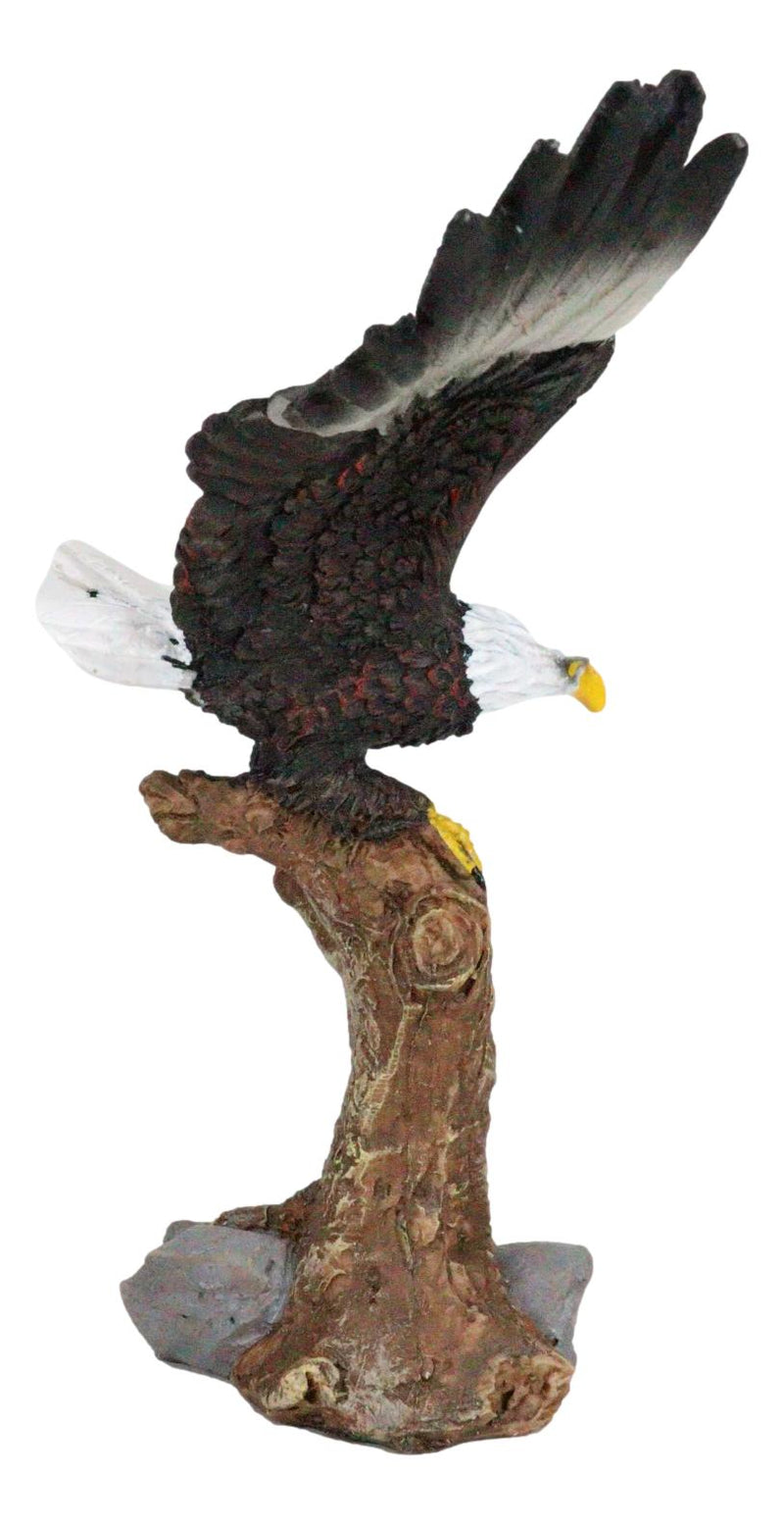 Ebros 7" Tall Bald Eagle Descending On Tree Branch Decorative Figurine Resin