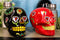 Day Of The Dead Black And Red Floral Sugar Skulls Salt Pepper Shakers Set