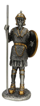 Pewter Medieval Halberdier Knight Guard With Pole Spear And Shield Figurine