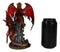 Ebros Red Fairy Dragon Figurine 8"H Pixie Fire Fairy W/ Chained Dragon Figurine
