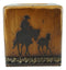 Rustic Western Cowboy With Horse And Foal Faux Wood Tissue Box Cover Home Decor