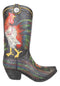 Western Country Floral Rooster Faux Tooled Leather Cowboy Boot Vase Figurine