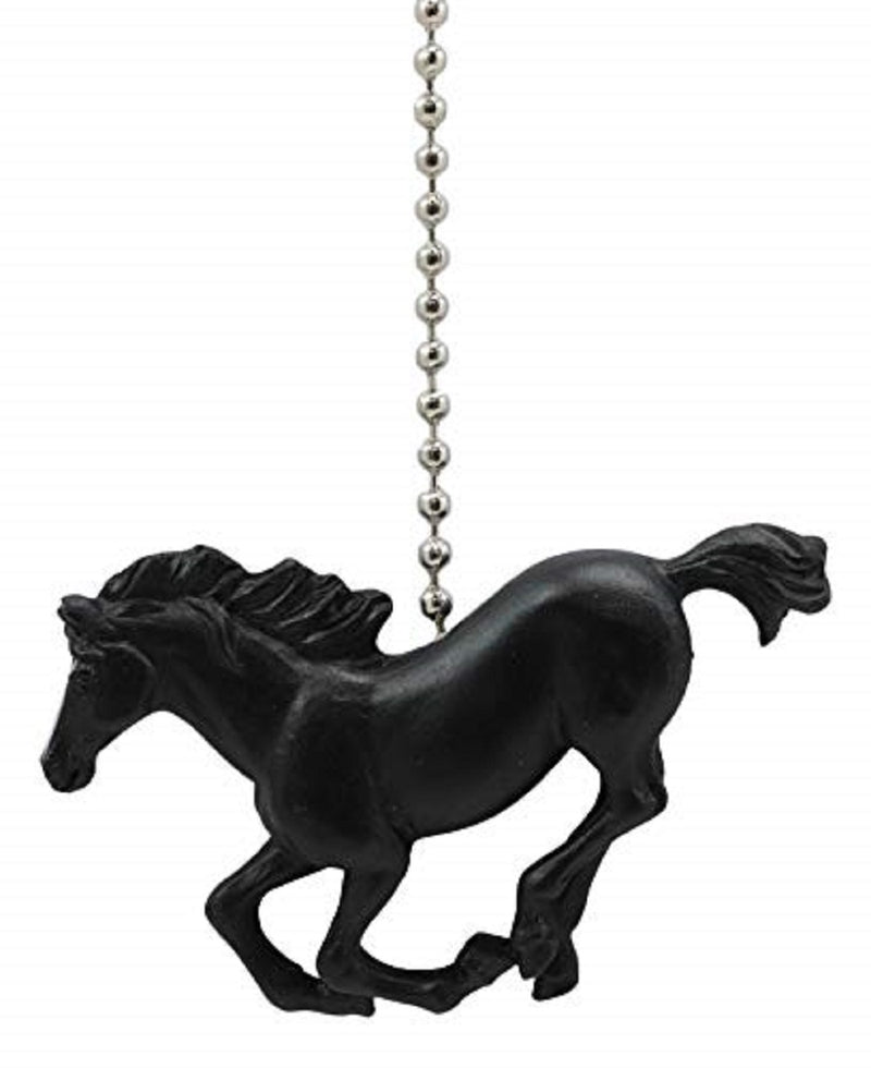 Ceiling Fan Metal Pull Chain With Black Equestrian Galloping Horse Handle Knob