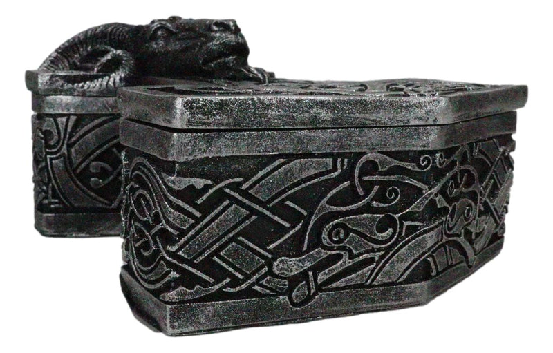 Viking Ram Skull Thor Hammer Mjolnir With Runes Knotwork Decorative Jewelry Box
