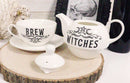 Ebros Pentagram Moons Witches Brew Hex Bone China Stacking Tea Pot Cup And Saucer Set