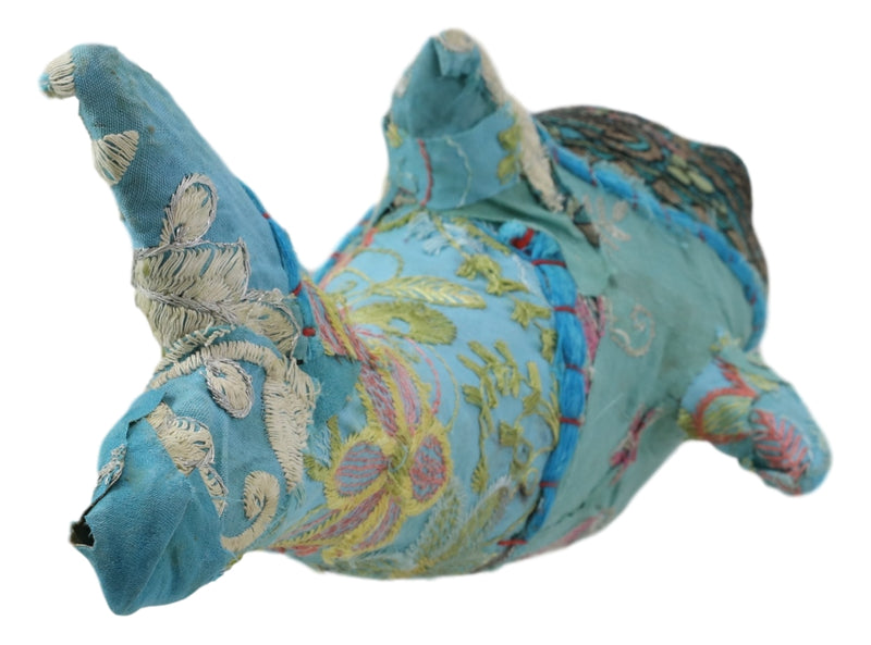 Great White Shark Hand Crafted Paper Mache In Colorful Sari Fabric Figurine