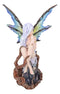 Dryad Nomad Budding Vines Winged Nude Fairy With Blue Florals On Rock Figurine