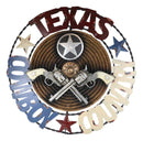 18" Wide Vintage Rustic Texas Cowboy Country 2 Pistols Metal Circle Wall Decor