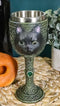 Ebros Wicca Mystical Witching Hour Black Cat Wine Goblet 7oz Cats Celtic Chalice Cup