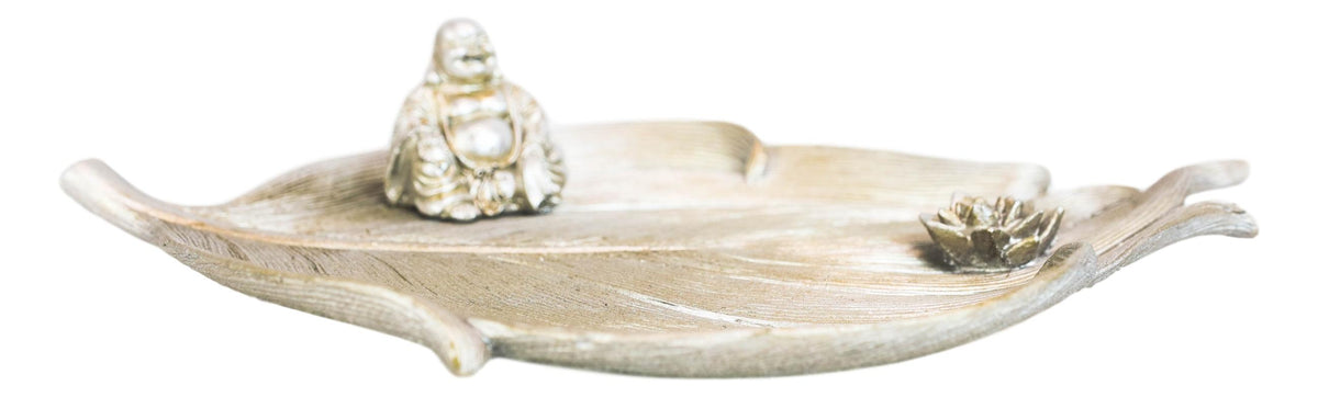 Feng Shui Zen Hotei Laughing Buddha With Lotus Flower Incense Holder Figurine