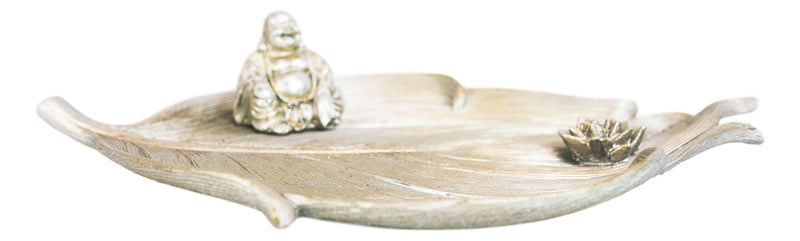 Ebros Fengshui Laughing Buddha Silver Finish Incense Holder 10.5"Long