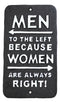 Novelty Cast Iron Men Left Women Always Right Funny Restroom Bar Wall Door Sign