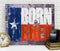 Rustic Western Born And Bred Texas Flag Wood Frame Canvas Wall Art 19" X 23"
