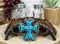 Western Cowboy Horse Saddle Rope Turquoise Cross Salt Pepper Shakers Holder